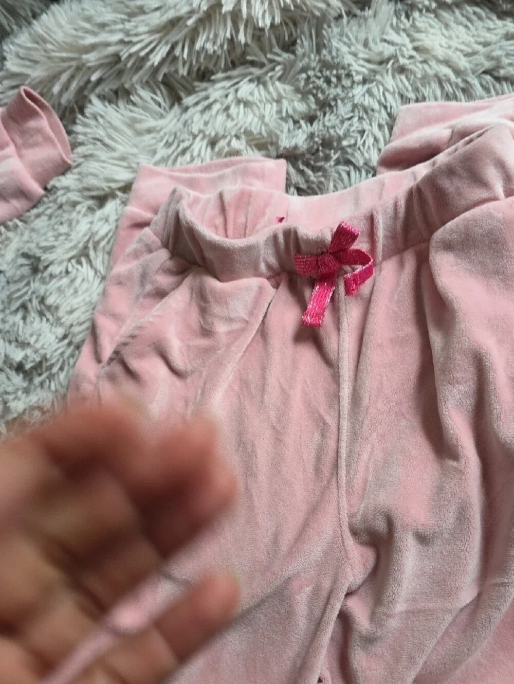 Pink Bow Velour Loungewear Set